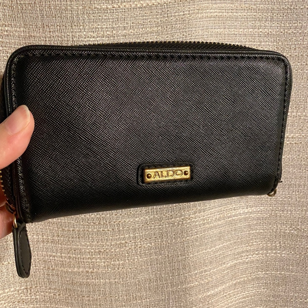 Aldo Black Zip Around Wallet